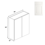 Atlas Blanco - 30" Height Double Door Wall Cabinets - 39"W x 30"H x 12"D - Pre Assembled - BUILDMYPLACE