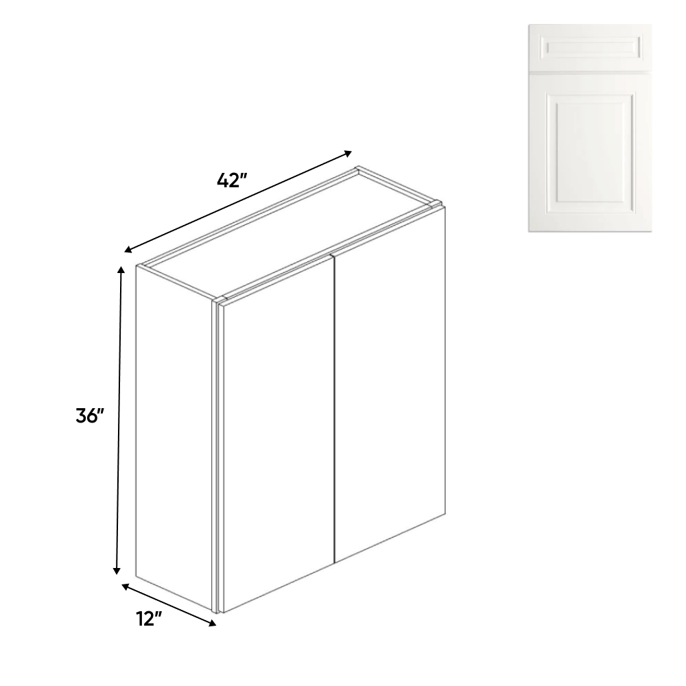 Atlas Blanco - 36" Height Double Door Wall Cabinets - 42"W x 36"H x 12"D - Pre Assembled - BUILDMYPLACE