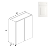 Atlas Blanco - 42" Height Double Door Wall Cabinets - 36"W x 42"H x 12"D - Pre Assembled - BUILDMYPLACE