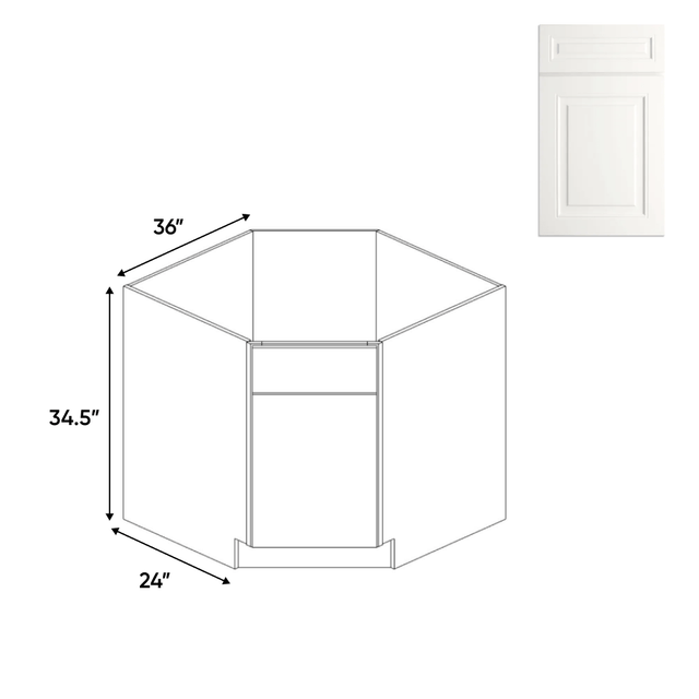 Atlas Blanco - Diagnonal Corner Sink Base Cabinets - 36"W x 34.5"H x 36"D - Pre Assembled - BUILDMYPLACE