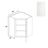 Atlas Blanco - Diagonal Corner Wall Cabinets - 24"W x 18"H x 12"D - AB - WDC2418 - Pre Assembled - BUILDMYPLACE