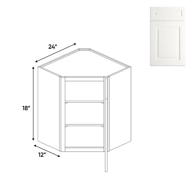 Atlas Blanco - Diagonal Corner Wall Cabinets - 24"W x 18"H x 12"D - AB - WDC2418 - Pre Assembled - BUILDMYPLACE