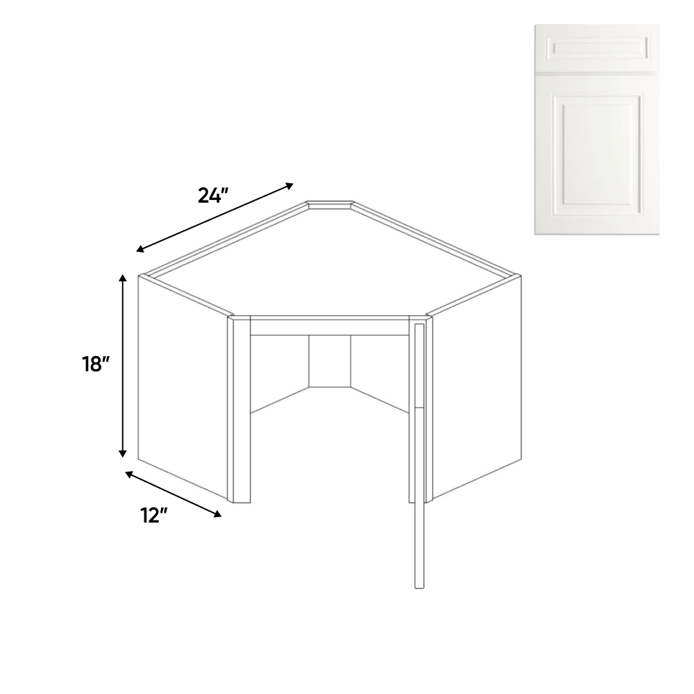 Atlas Blanco - Diagonal Corner Wall Cabinets - 24"W x 18"H x 12"D - AB - WDC2418G - Pre Assembled - BUILDMYPLACE