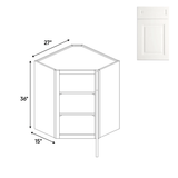 Atlas Blanco - Diagonal Corner Wall Cabinets - 27"W x 36"H x 15"D - Pre Assembled - BUILDMYPLACE