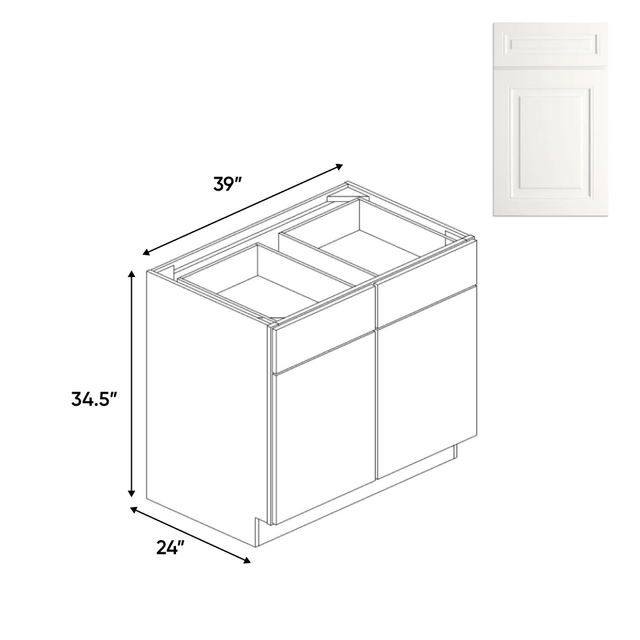 Atlas Blanco - Double Door Cabinets - 39"W x 34.5"H x 24"D - Pre Assembled - BUILDMYPLACE