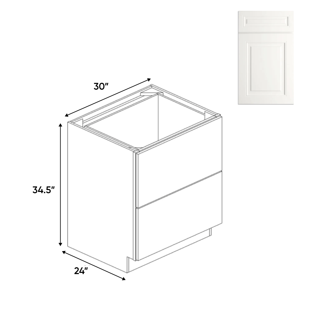 Atlas Blanco - Double Drawer Base Cabinets - 30"W x 34.5"H x 24"D - Pre Assembled - BUILDMYPLACE