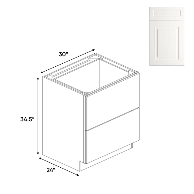 Atlas Blanco - Double Drawer Base Cabinets - 30"W x 34.5"H x 24"D - Pre Assembled - BUILDMYPLACE