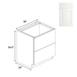 Atlas Blanco - Double Drawer Base Cabinets - 36"W x 34.5"H x 24"D - Pre Assembled - BUILDMYPLACE