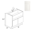 Atlas Blanco - Farm Sink Base Cabinets - 36"W x 34.5"H x 24"D - Pre Assembled - BUILDMYPLACE