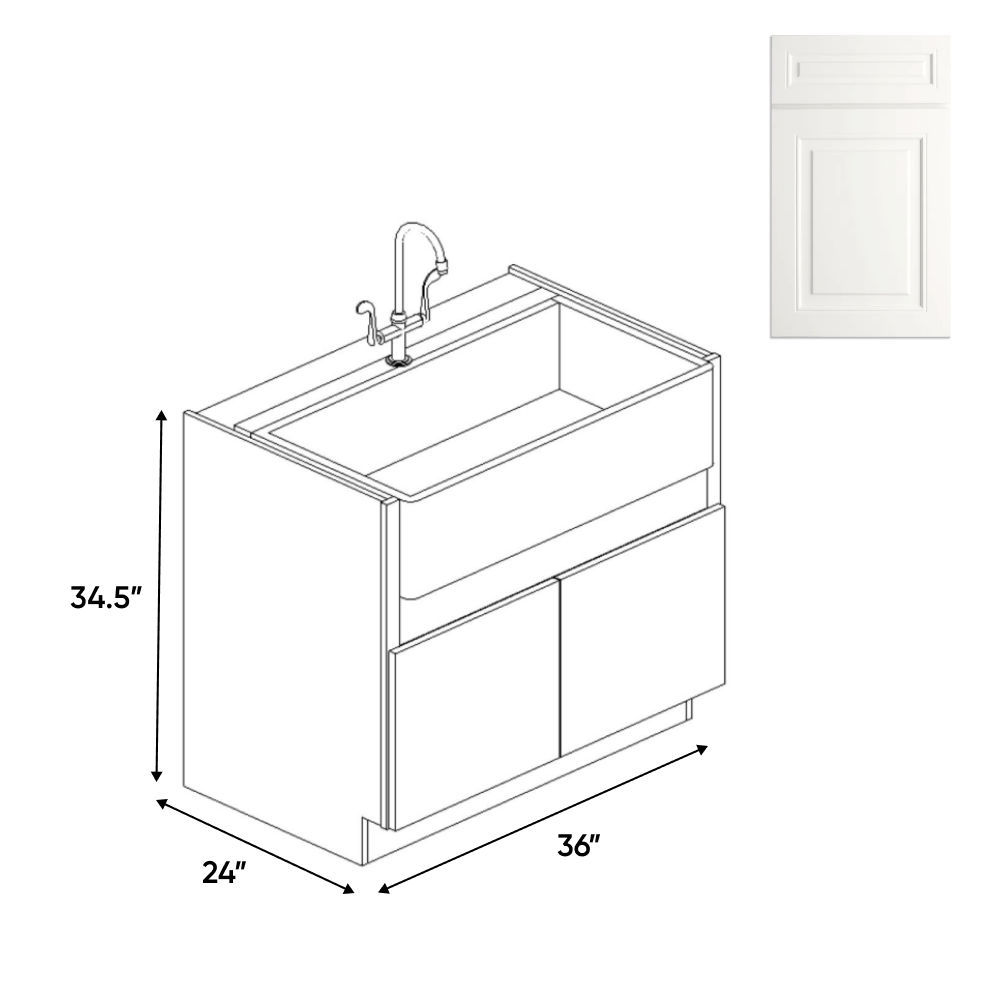 Atlas Blanco - Farm Sink Base Cabinets - 36"W x 34.5"H x 24"D - Pre Assembled - BUILDMYPLACE