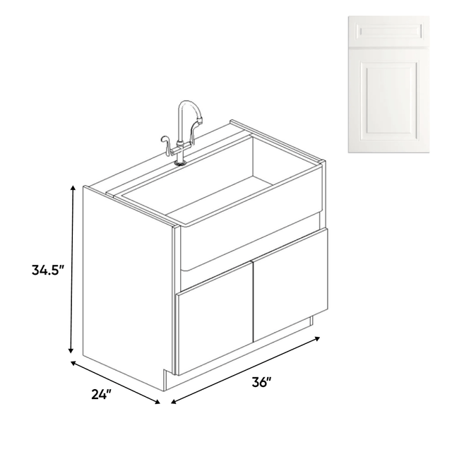 Atlas Blanco - Farm Sink Base Cabinets - 36"W x 34.5"H x 24"D - Pre Assembled - BUILDMYPLACE