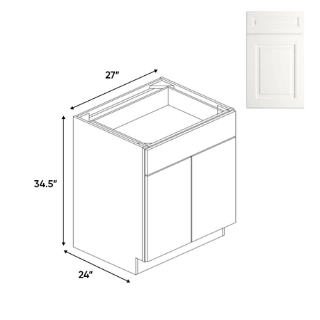 Atlas Blanco - Full Height Double Door Base Cabinets - 27"W x 34.5"H x 24"D - Pre Assembled - BUILDMYPLACE