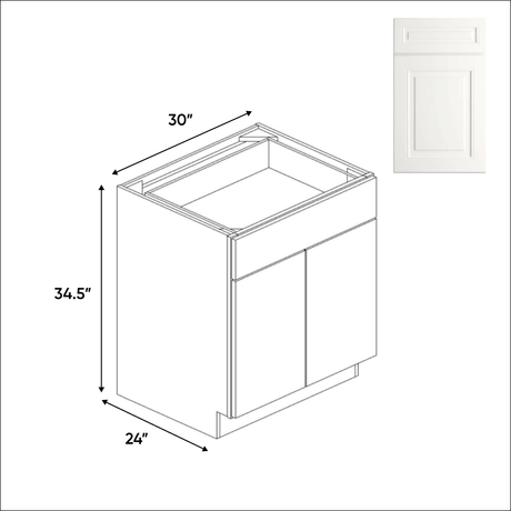 Atlas Blanco - Full Height Double Door Base Cabinets - 30"W x 34.5"H x 24"D - Pre Assembled - BUILDMYPLACE