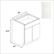 Atlas Blanco - Full Height Double Door Base Cabinets - 36"W x 34.5"H x 24"D - Pre Assembled - BUILDMYPLACE