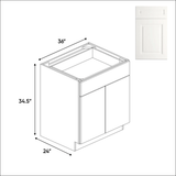 Atlas Blanco - Full Height Double Door Base Cabinets - 36"W x 34.5"H x 24"D - Pre Assembled - BUILDMYPLACE