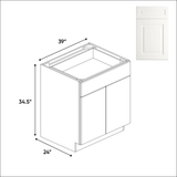 Atlas Blanco - Full Height Double Door Base Cabinets - 39"W x 34.5"H x 24"D - Pre Assembled - BUILDMYPLACE