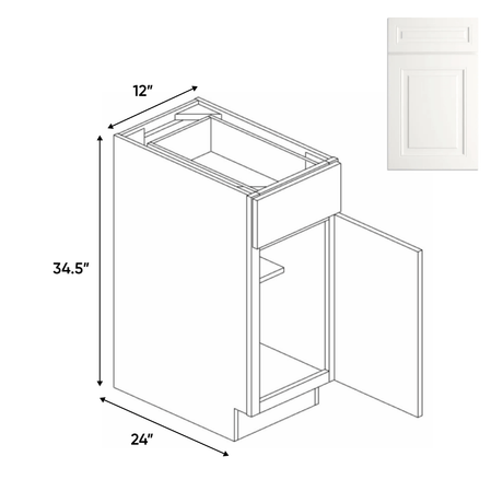 Atlas Blanco - Full Height Single Door Base Cabinets - 12"W x 34.5"H x 24"D - Pre Assembled - BUILDMYPLACE