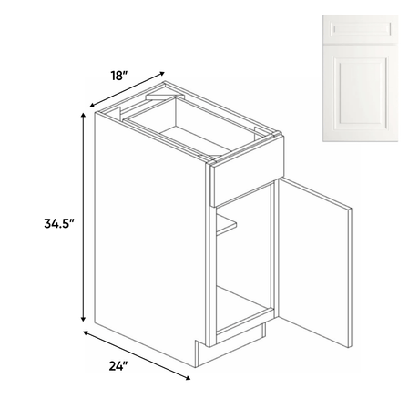 Atlas Blanco - Full Height Single Door Base Cabinets - 18"W x 34.5"H x 24"D - Pre Assembled - BUILDMYPLACE