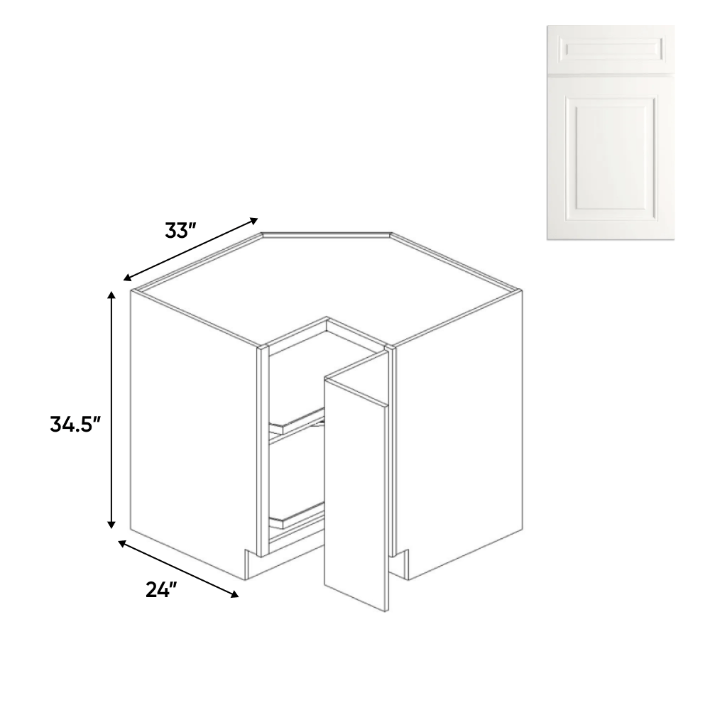 Atlas Blanco - Lazy Susan Base Cabinets - 33"W x 34.5"H x 33"D - Pre Assembled - BUILDMYPLACE