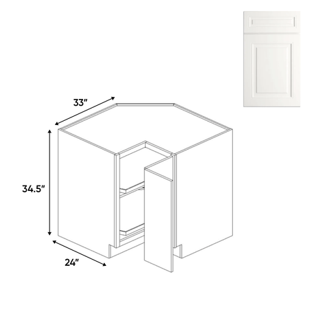 Atlas Blanco - Lazy Susan Base Cabinets - 33"W x 34.5"H x 33"D - Pre Assembled - BUILDMYPLACE