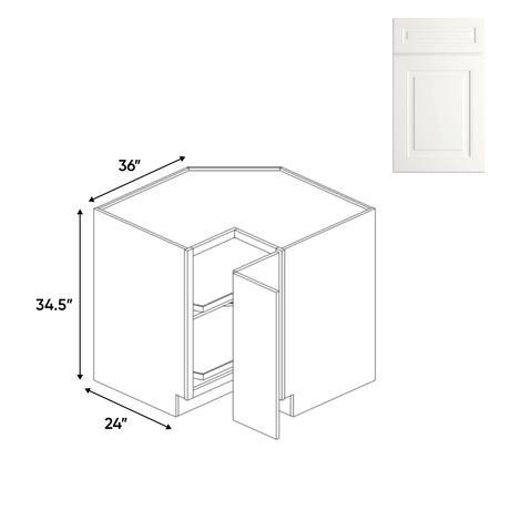 Atlas Blanco - Lazy Susan Base Cabinets - 36"W x 34.5"H x 33"D - Pre Assembled - BUILDMYPLACE