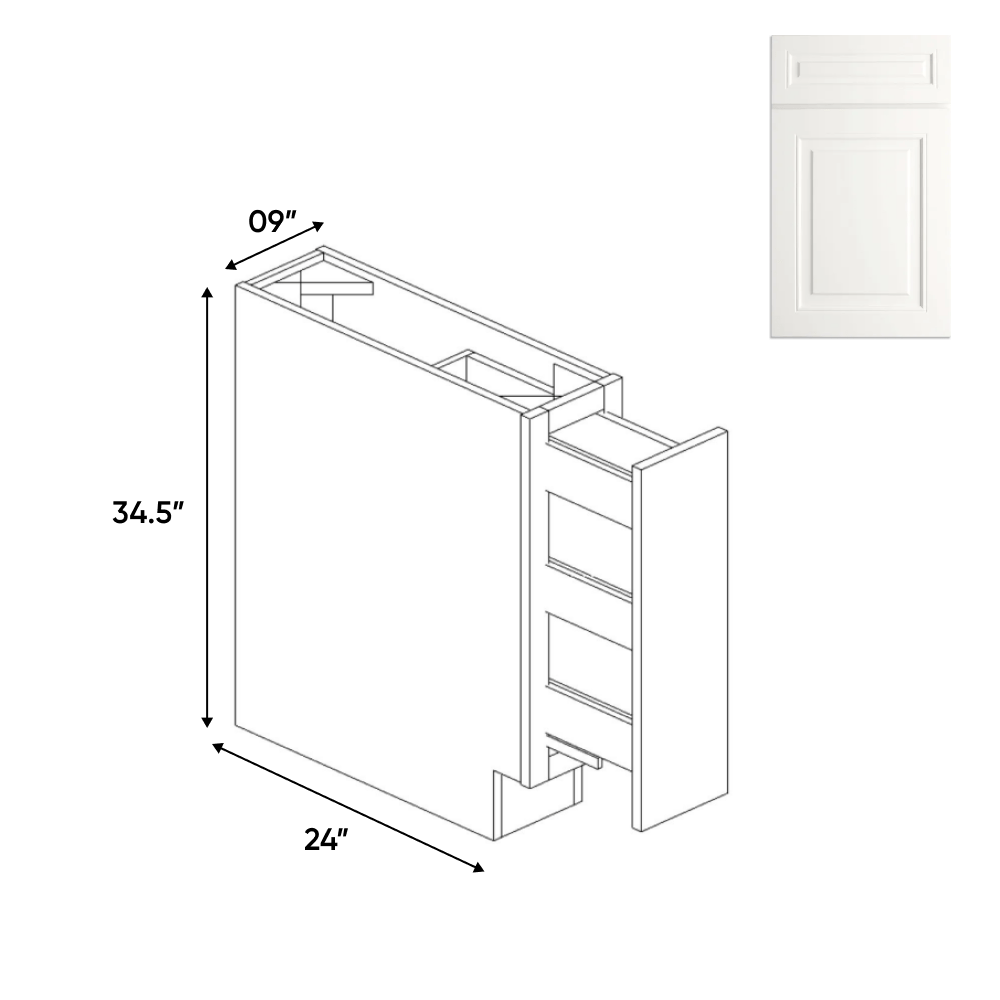 Atlas Blanco - Spice Rack Base Cabinets - 9"W x 34.5"H x 24"D - Pre Assembled - BUILDMYPLACE