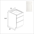 Atlas Blanco - Three Drawer Base Cabinets - 15"W x 34.5"H x 24"D - Pre Assembled - BUILDMYPLACE