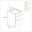 Atlas Blanco - Three Drawer Base Cabinets - 30"W x 34.5"H x 24"D - Pre Assembled - BUILDMYPLACE