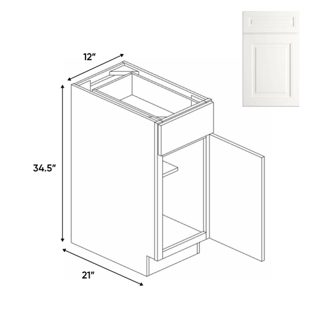 Atlas Blanco - Vanity Base Cabinets - 12"W x 34.5"H x 21"D - Pre Assembled - BUILDMYPLACE