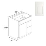 Atlas Blanco - Vanity Sink Drawer Base Cabinets - 30"W x 34.5"H x 21"D - AB - VSD30R - Pre Assembled - BUILDMYPLACE