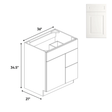 Atlas Blanco - Vanity Sink Drawer Base Cabinets - 36"W x 34.5"H x 21"D - AB - VSD36R - Pre Assembled - BUILDMYPLACE