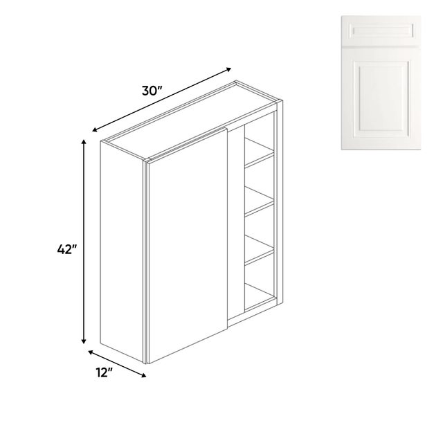 Atlas Blanco - Wall Blind Corner Cabinets - 30"W x 42"H x 12"D - Pre Assembled - BUILDMYPLACE