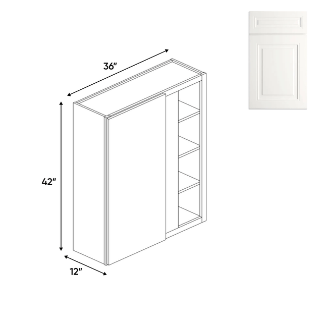 Atlas Blanco - Wall Blind Corner Cabinets - 36"W x 42"H x 12"D - Pre Assembled - BUILDMYPLACE