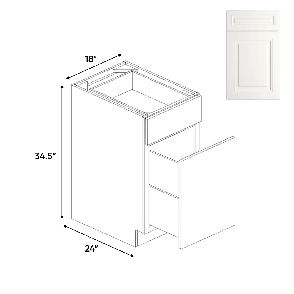 Atlas Blanco - Waste Basket Base Cabinets - 18"W x 34.5"H x 24"D - Pre Assembled - BUILDMYPLACE