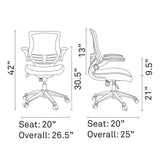 Attainment Computer Desk Mesh Office Chair With Flip - Up Arms - Padded Armrest - BUILDMYPLACE