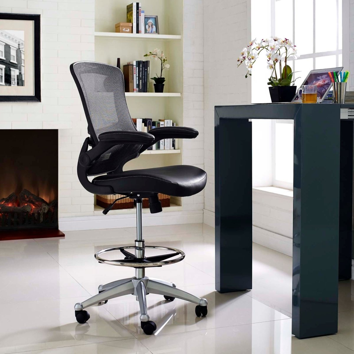 Attainment Vinyl Drafting Chair for Adjustable Height Standing Desks - BUILDMYPLACE