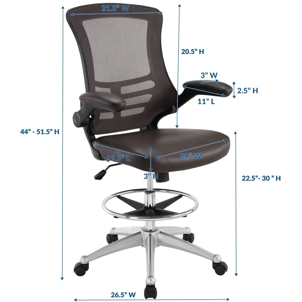 Attainment Vinyl Drafting Chair for Adjustable Height Standing Desks - BUILDMYPLACE