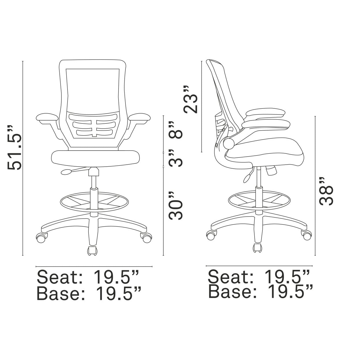 Attainment Vinyl Drafting Chair for Adjustable Height Standing Desks - BUILDMYPLACE