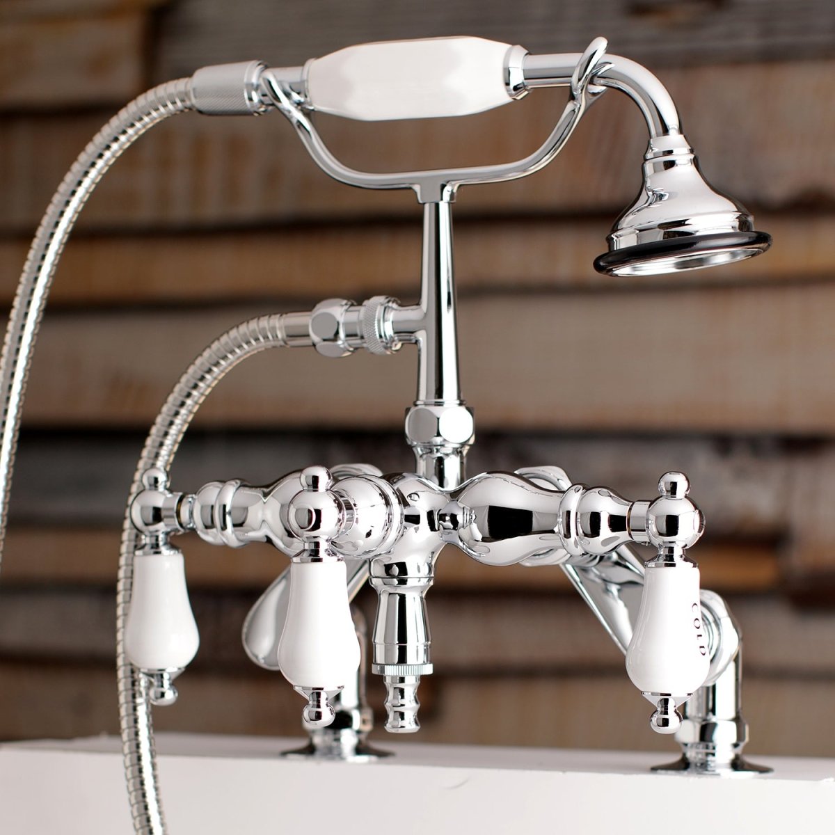 Auqa Vintage 3.4" Adjustable Deck Mount Tub Faucet With Hand Shower - BUILDMYPLACE