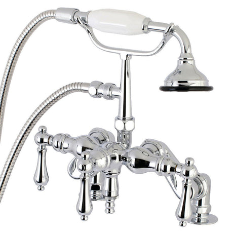 Auqa Vintage 3.4" Adjustable Deck Mount Tub Faucet With Hand Shower, Polished Chrome - BUILDMYPLACE