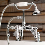 Auqa Vintage 3.4" Adjustable Deck Mount Tub Faucet With Hand Shower, Polished Chrome - BUILDMYPLACE