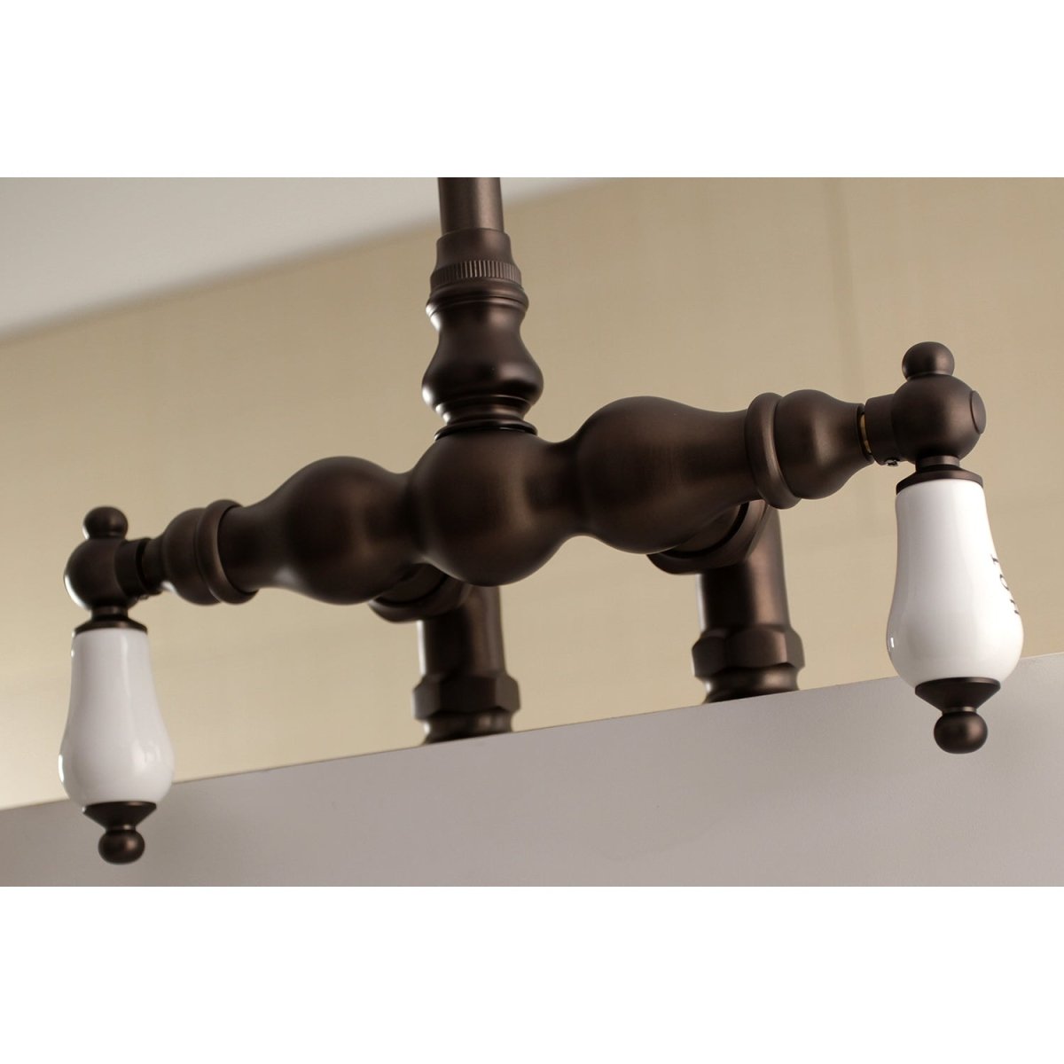 Auqa Vintage 3.4" Deck Mount Tub Faucet In Procelain Handle - BUILDMYPLACE