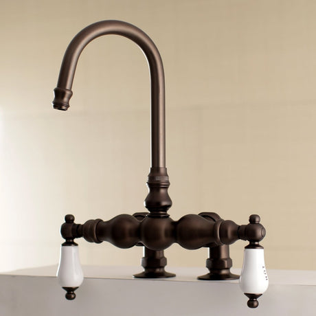 Auqa Vintage 3.4" Deck Mount Tub Faucet In Procelain Handle - BUILDMYPLACE