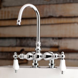 Auqa Vintage 3.4" Deck Mount Tub Faucet In Procelain Handle - BUILDMYPLACE