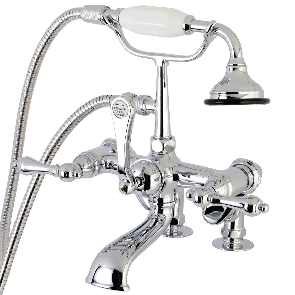 Auqa Vintage 7" Adjustable Clawfoot Tub Faucet With Hand Shower, Polished Chrome - BUILDMYPLACE