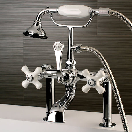 Auqa Vintage Deck Mount Clawfoot Tub Faucet With Metal Lever Handle - BUILDMYPLACE