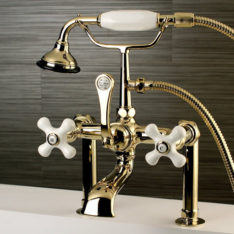 Auqa Vintage Deck Mount Clawfoot Tub Faucet With Metal Lever Handle - BUILDMYPLACE