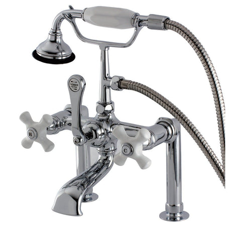 Auqa Vintage Deck Mount Clawfoot Tub Faucet With Metal Lever Handle - BUILDMYPLACE