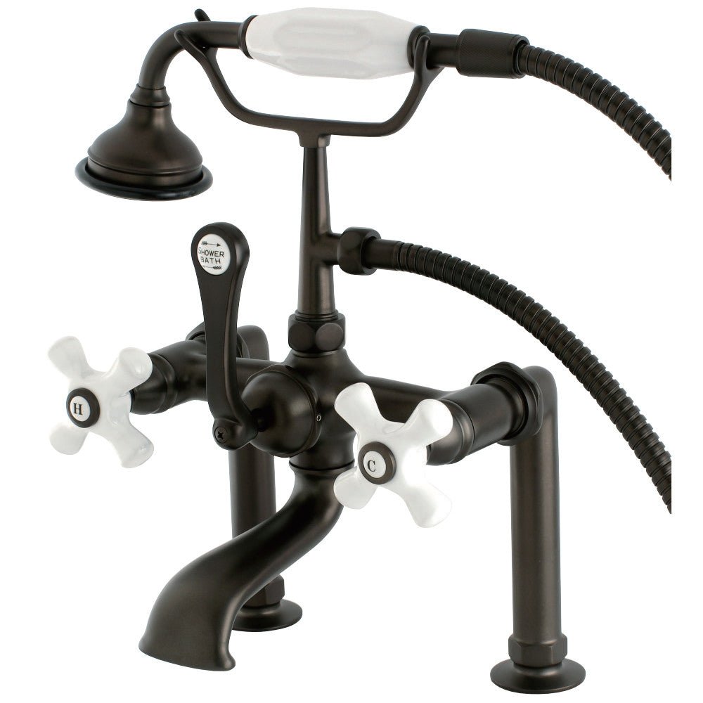 Auqa Vintage Deck Mount Clawfoot Tub Faucet With Metal Lever Handle - BUILDMYPLACE