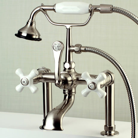 Auqa Vintage Deck Mount Clawfoot Tub Faucet With Metal Lever Handle - BUILDMYPLACE